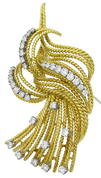 1960s 1.00ct Diamond 18k Gold Pin