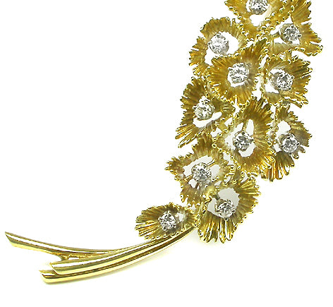 1960s 1.50ct Diamond 18k Yellow Gold Pin