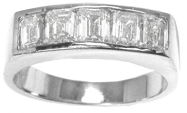 1960s 1.50ct Emerald Cut Diamond Platinum Wedding Band