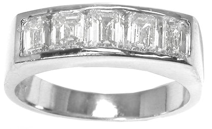 1960s 1.50ct Emerald Cut Diamond Platinum Wedding Band