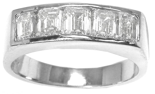 1960s 1.50ct Emerald Cut Diamond Platinum Wedding Band