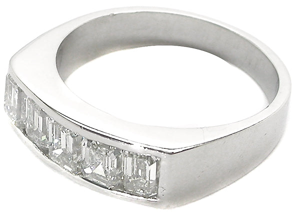 1960s 1.50ct Emerald Cut Diamond Platinum Wedding Band