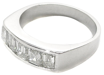 1960s 1.50ct Emerald Cut Diamond Platinum Wedding Band