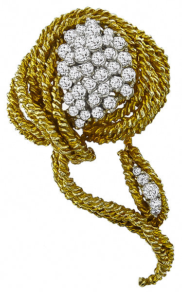 1960's 18k Yellow Gold Diamond Pin