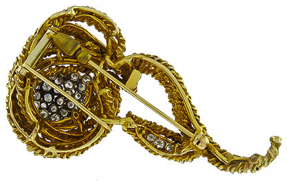 1960's 18k Yellow Gold Diamond Pin