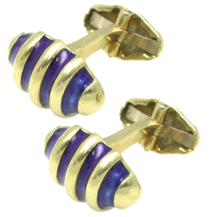 1960s 18k Yellow Gold Enamel Cocoon Cufflinks