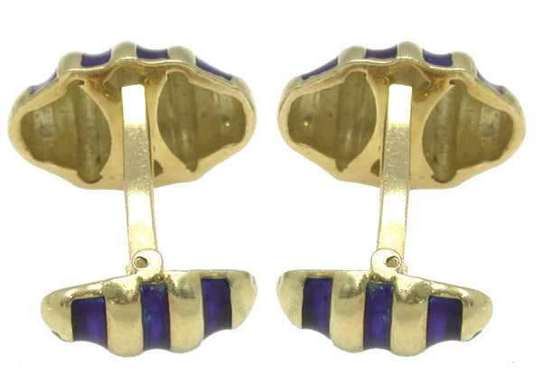 1960s 18k Yellow Gold Enamel Cocoon Cufflinks