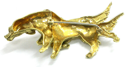 1960s 18k Yellow Gold Ruby Irish Setter  Dog Pin