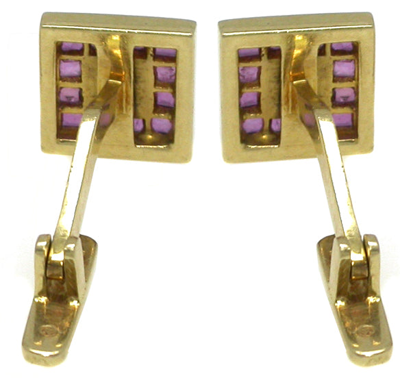 1960s 1ct Ruby Diamond 18k Yellow Gold Platinum  Cufflinks