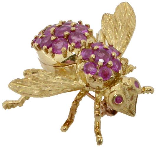 1960s 2.00ct Ruby  Gold Bee Pin