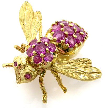 1960s 2.00ct Ruby  Gold Bee Pin