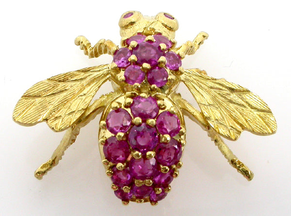 1960s 2.00ct Ruby  Gold Bee Pin