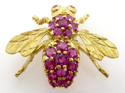 1960s 2.00ct Ruby  Gold Bee Pin