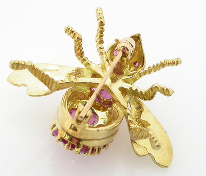 1960s 2.00ct Ruby  Gold Bee Pin