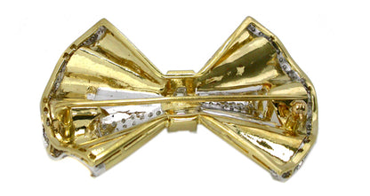 1960s 2.10ct Diamond 18k Yellow Gold Bow Pin