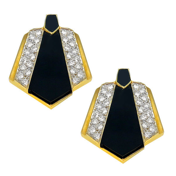 1960s 2.10ct Diamond Onyx Earrings
