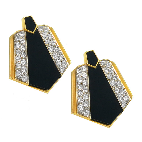 1960s 2.10ct Diamond Onyx Earrings