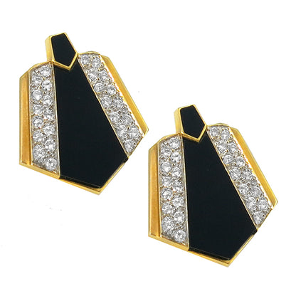 1960s 2.10ct Diamond Onyx Earrings