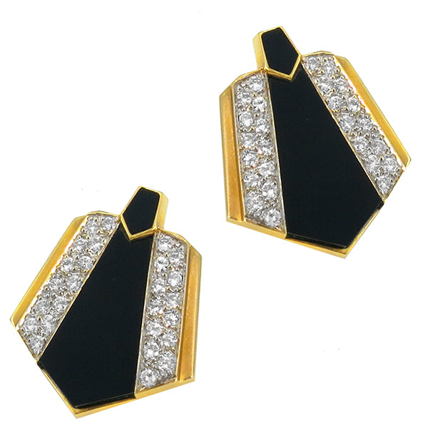 1960s 2.10ct Diamond Onyx Earrings