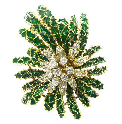 1960s 3.35ct Diamond  Enamel Pin