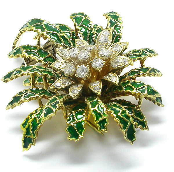 1960s 3.35ct Diamond  Enamel Pin