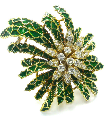 1960s 3.35ct Diamond  Enamel Pin