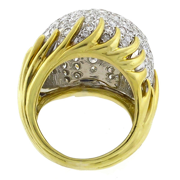1960s 3.55ct Round Diamond 18k Yellow & White Gold Bombe  Cocktail   Ring
