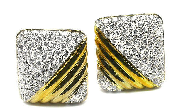 1960s 5.00ct Diamond 14k Yellow & White Gold Earrings