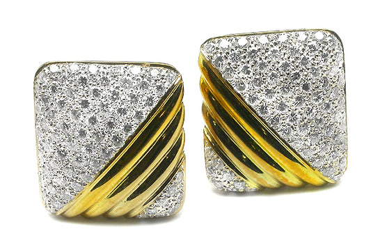 1960s 5.00ct Diamond 14k Yellow & White Gold Earrings