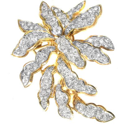 1960s 8.50ct Diamond 18k Yellow & White Gold  Pin