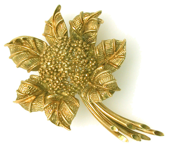 1960s Bulgari 18k Yellow Gold Flower Pin