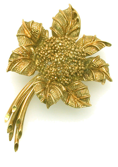 1960s Bulgari 18k Yellow Gold Flower Pin