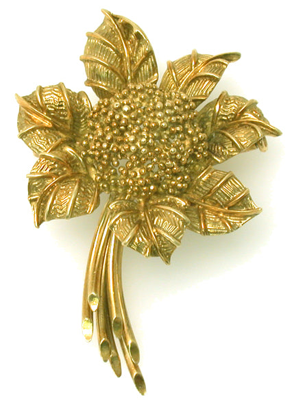 1960s Bulgari 18k Yellow Gold Flower Pin