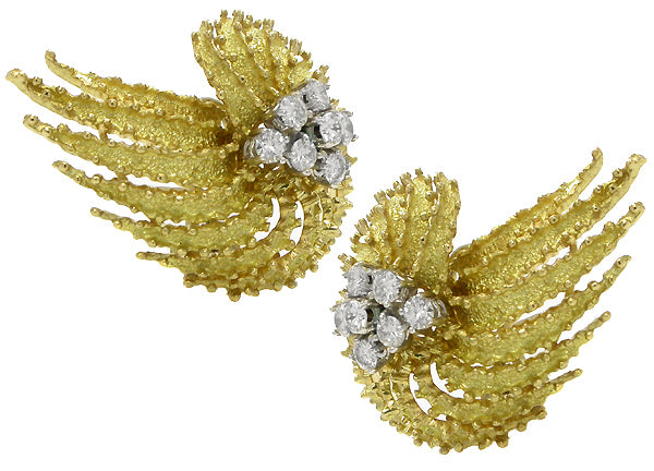 1960s Diamond 18k Gold Earrings