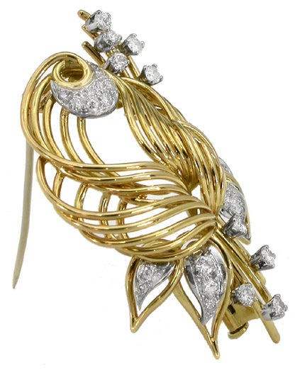 1960s Diamond 18k Gold Pin
