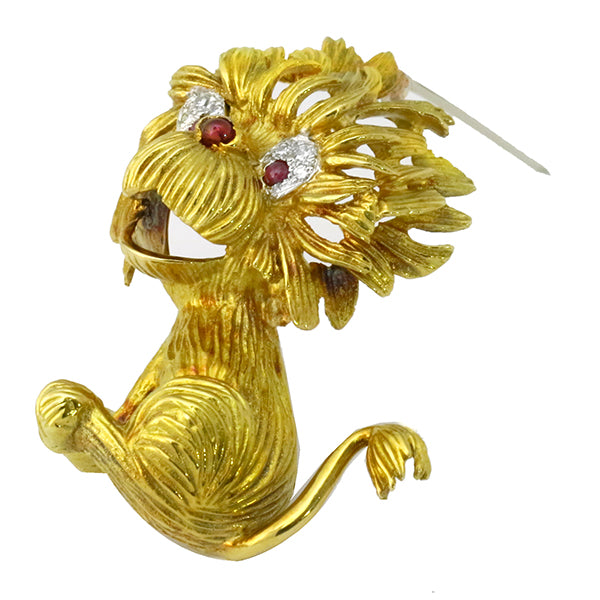 1960s Diamond Ruby Lion Pin