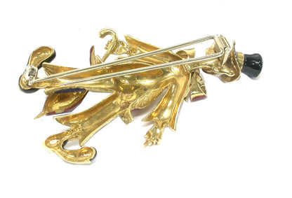 1960s Enamel 18k Yellow Gold Clown Pin