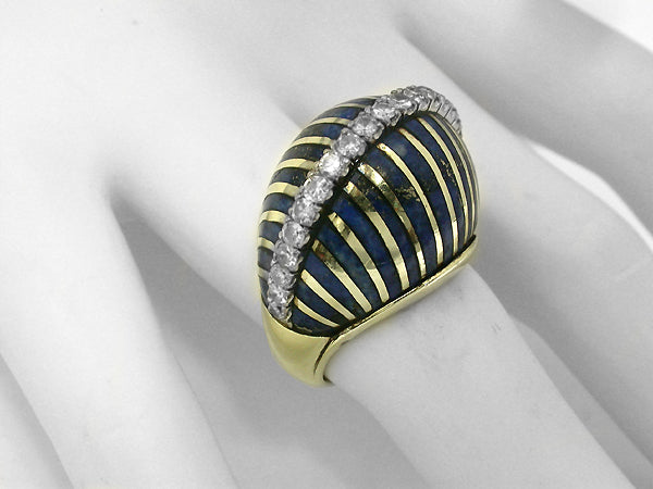 1960s Lapis Diamond 14k Gold Ring