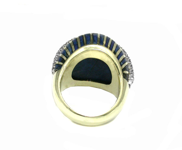 1960s Lapis Diamond 14k Gold Ring