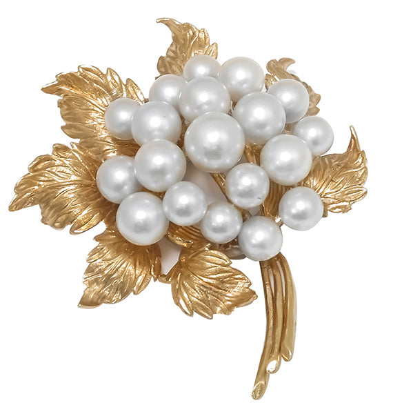1960s Pearl Gold Flower  Pin/ Pendant