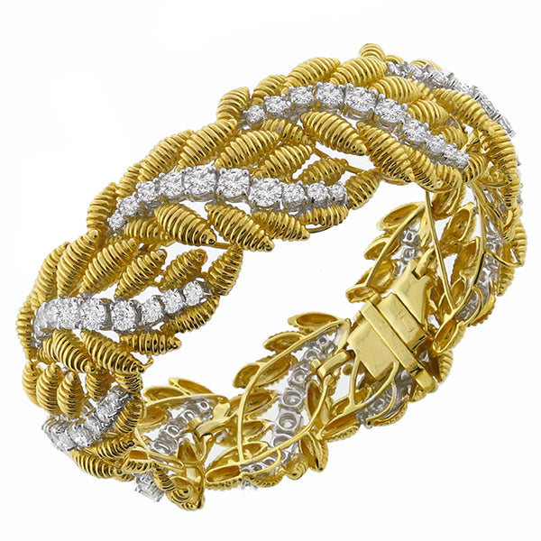 1960s12.00ct Diamond  Gold Bracelet
