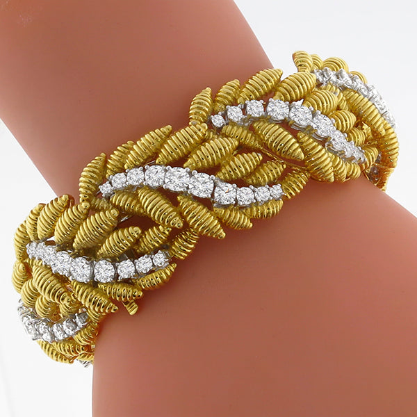 1960s12.00ct Diamond  Gold Bracelet