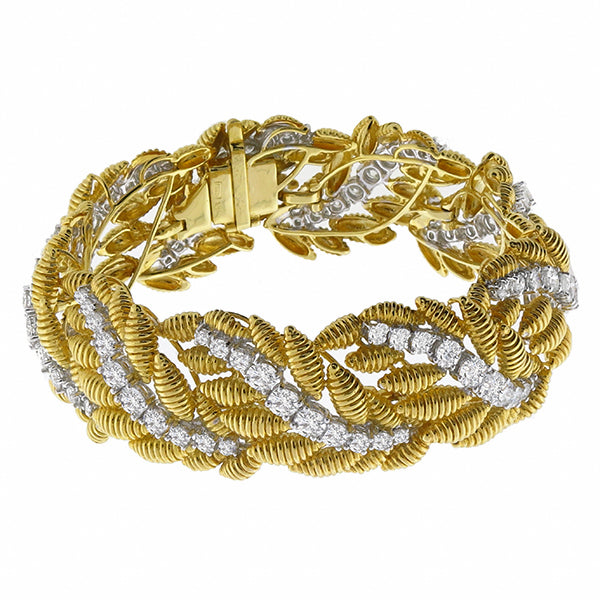1960s12.00ct Diamond  Gold Bracelet