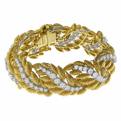 1960s12.00ct Diamond  Gold Bracelet
