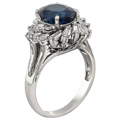 1960s 3.50ct Sapphire 0.70ct Diamond Cocktail Ring