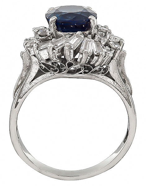 1960s 3.50ct Sapphire 0.70ct Diamond Cocktail Ring