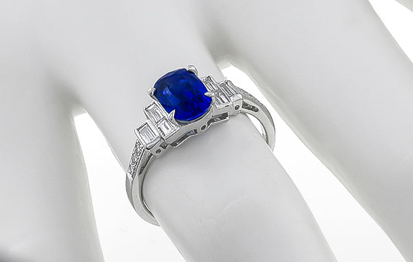 1.96ct Sapphire 0.40ct Diamond Engagement Ring