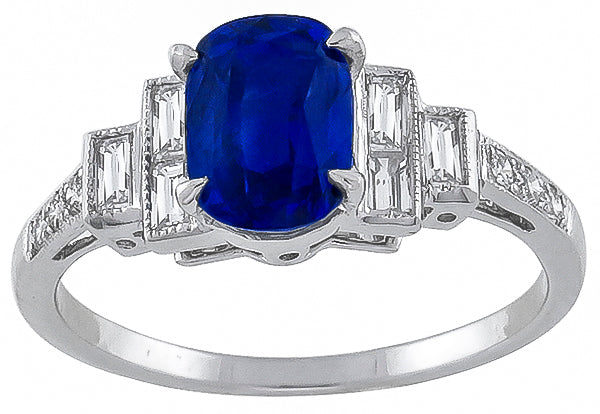 1.96ct Sapphire 0.40ct Diamond Engagement Ring