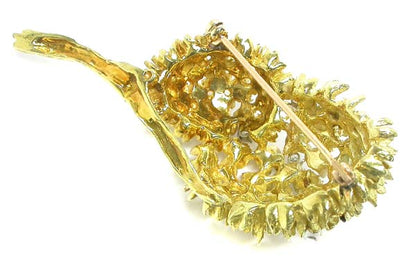 1970s 0.70ct Diamond 18k Yellow Gold Bread Fruit Pin