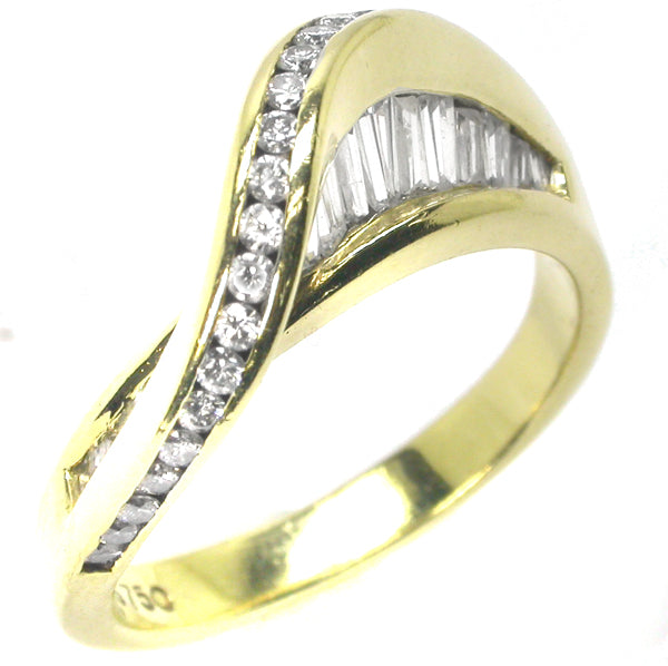 1970s 1.20ct Diamond 18k Yellow Gold Twisted Ring
